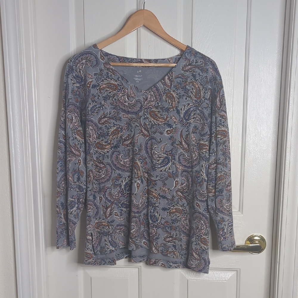 J. Jill Slate Blue Paisley Supima Cotton‎ Tunic Petite Medium
